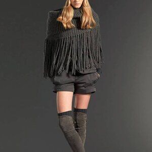 Gucci PF/11 Grey Alpaca Fringe Knit Zip Collar Scarf